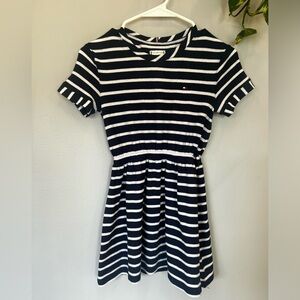 TOMMY HILFIGER girls striped short sleeve blue&white dress/size 7 (S/P/CH)